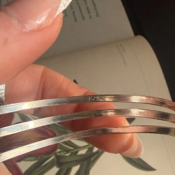 Sterling Moonstone 3 Band Adjustable Cuff - Picture 3 of 3